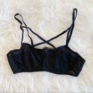 Black strappy lace bra